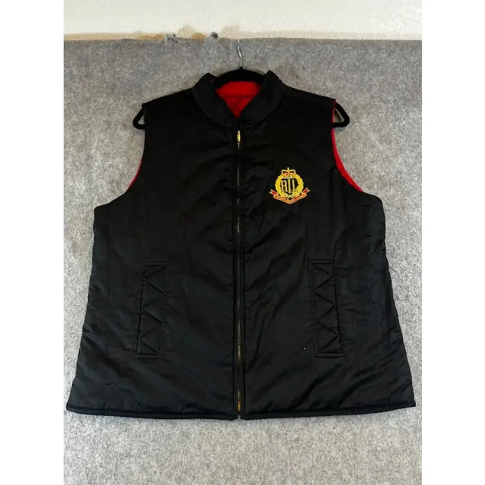 VTG Y2K Lauren Ralph Lauren Puffer Vest Women L Crest Logo Reversible Equestrian - Picture 2 of 7